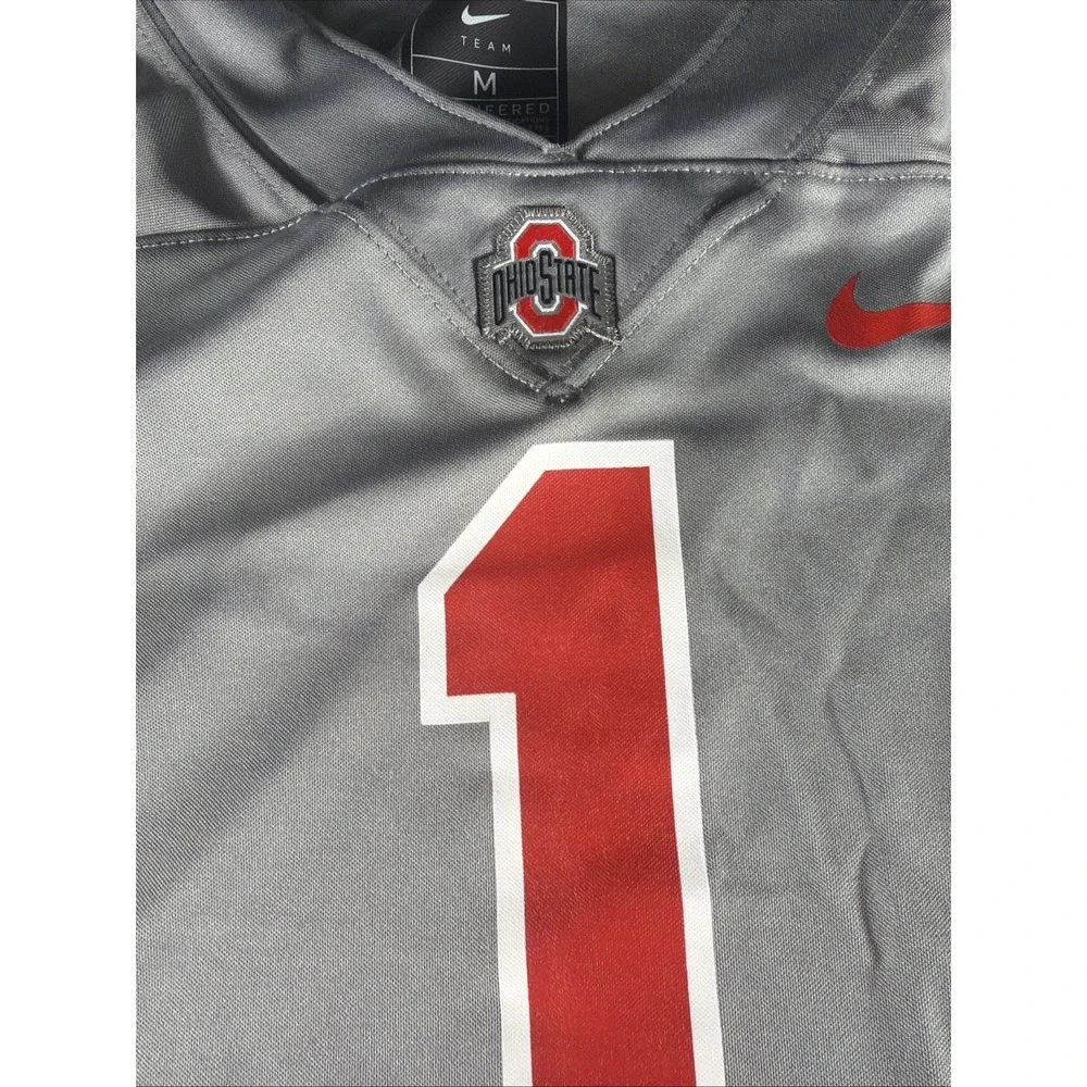 Nike Ohio State Buckeyes Jersey Med Grey Football #1 Game Jersey NCAA Dri Fit
